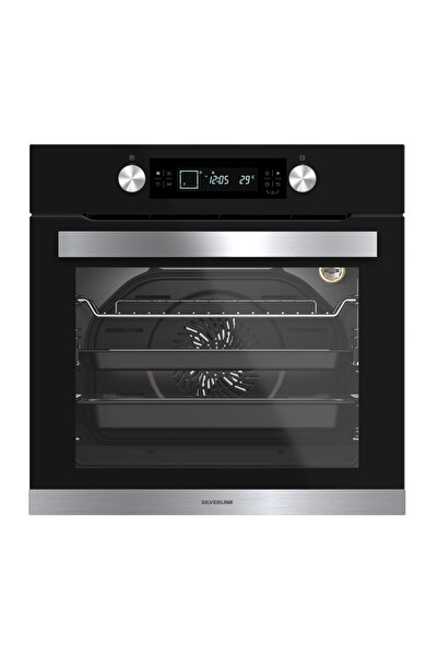 Silverline BO6505B01 S5 Siyah Cam Ankastre Fırın 14 Programlı Pizza Taşı+Et P...