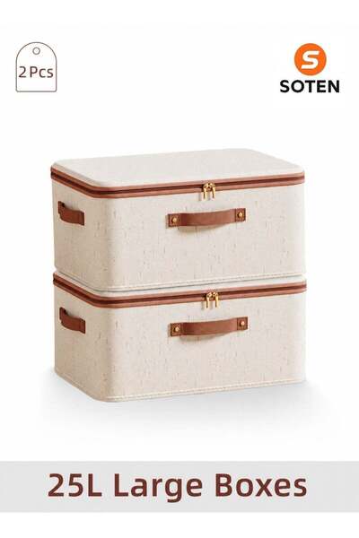 SOFTEN SOTEN 2 Pcs Large Clothes Organizers Storage Box with Lids, Foldable S...