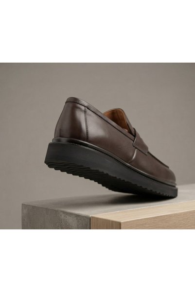 ERDOĞAN TULGAR Genuine Leather Italian Style Burnt Brown High Thick Sole Sport Classic Shoes Te0464