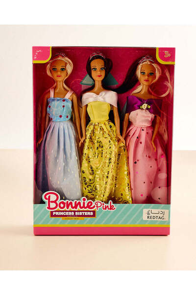 REDTAG Assorted Princess Doll Set (3 Dolls + 3 Gowns)