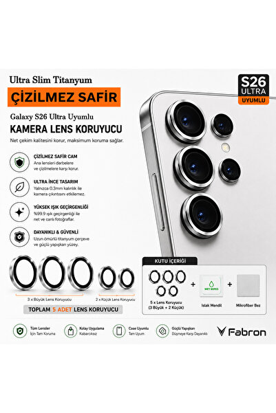 FABRON عدسة سافير أصلية متوافقة مع هاتف سامسونج جالاكسي S26 ألترا، واقي عدسة ...