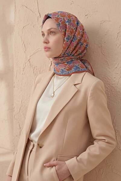 Silk Home Soft Eşarp Floral Line Gümüş 90x90