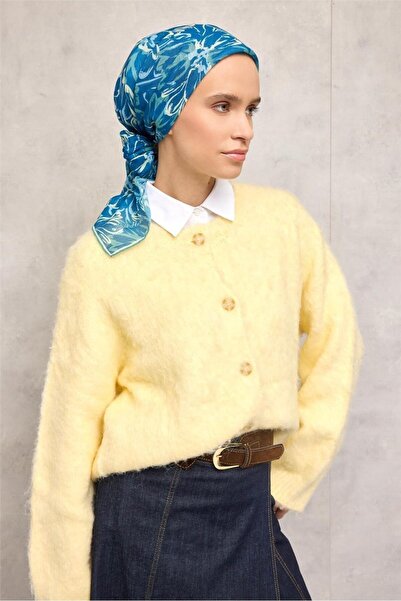 Silk Home وشاح من القطن والبوليستر باللون الأزرق-البلاستيكي والأصفر والأزرق ا...