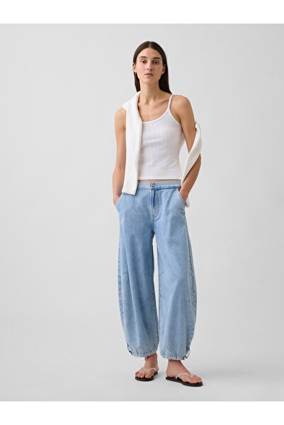GAP Kadın Açık Mavi Mid Rise UltraSoft Horseshoe Jean Pantolon