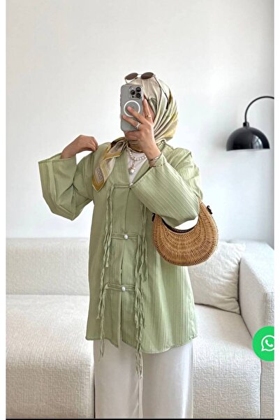 by nursel çiçek تونيك نسائي فاخر بياقة مزدوجة الصدر وتفاصيل أزرار