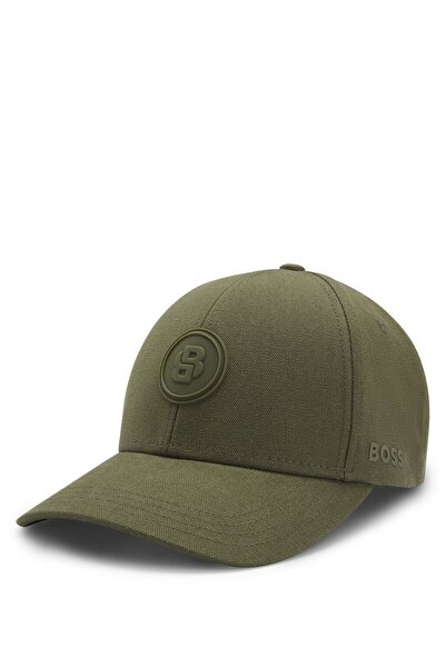 BOSS Men's Logo Signed Adjustable Buckle Cotton Canvas Khaki Hat