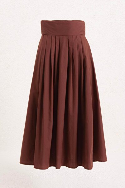 BSL %100 Tencel Pile Detaylı Midi Etek