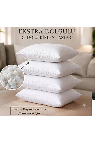 UniqueHomeTR 4 Adet Kırlent İç Dolgulu Kare Ekstra Kırlent İç Yastık Elyaflı
