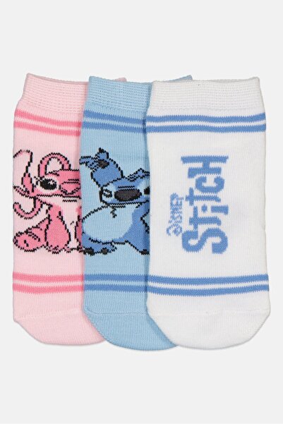 Disney Toddlers Girl 3 Pairs Stitch Socks, Multicolor
