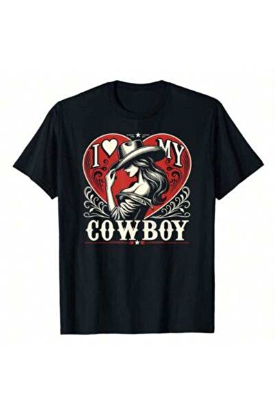 KYMC07 تي شيرت I Love My Cowboy، تي شيرت عتيق الطراز بتصميم راعية البقر لعيد ...