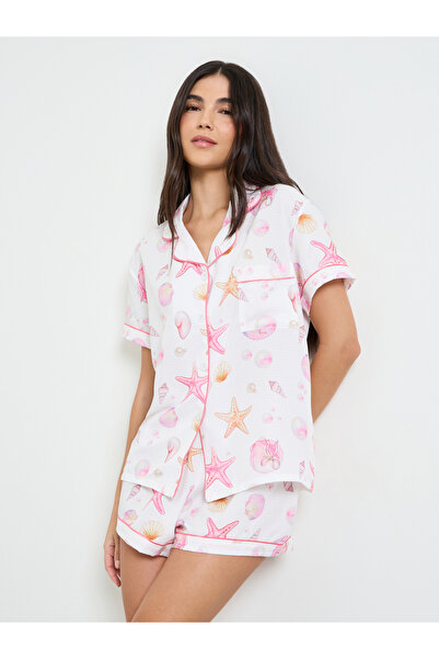 Styli Shell & Starfish Piped Pocket Ss Shirt & Short Set