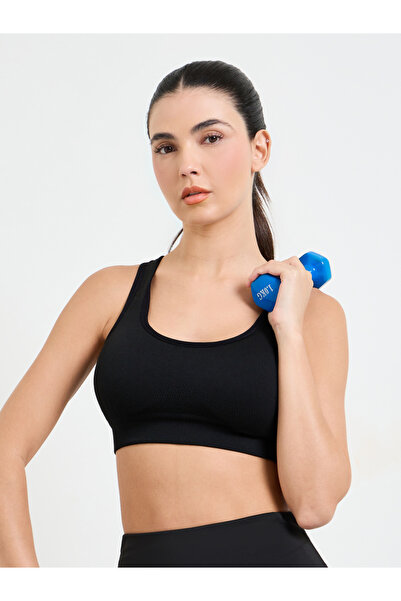 Styli Black Seamless Tear Drop Back Peep Sports Bra
