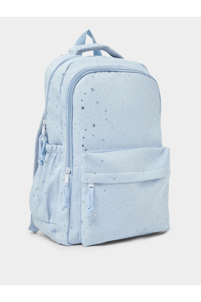 Styli Teen Girls Light Blue Graphic Star Print Backpack