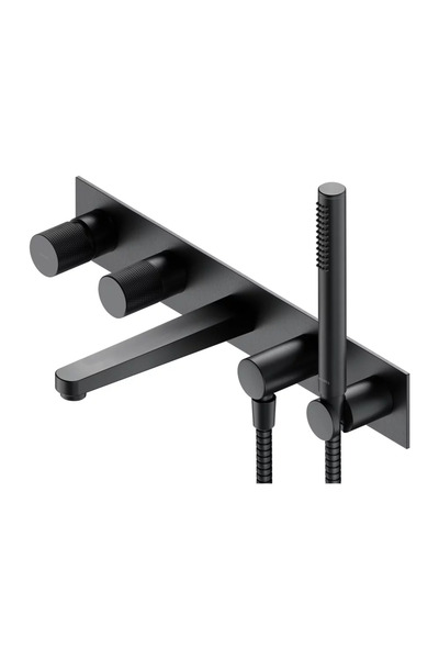 Omnires Baterie cadă-duș încastrată Contour cu 5 orificii, antracit, set de duș