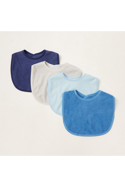 Juniors Solid Textured Bibs - Set of 4