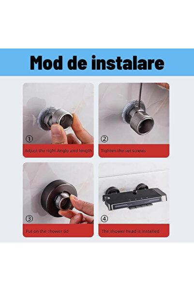 OEM Shower mixer adapter, steel, 360° swivel joint, 1/2" fitting, rotating, 4...