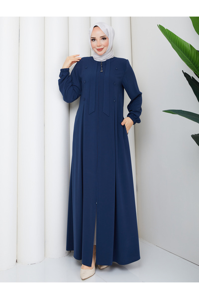 Moda İncir Πλισέ φόρεμα με χαλαρή εφαρμογή και λεπτομέρεια με κουμπιά