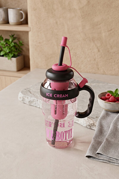 NESS HOME Ice Bottle Detox Water Bottle with Straw 1300 ml