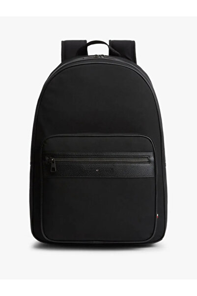 Tommy Hilfiger Men's Black Backpack with Brand Logo, Suitable for Daily Use