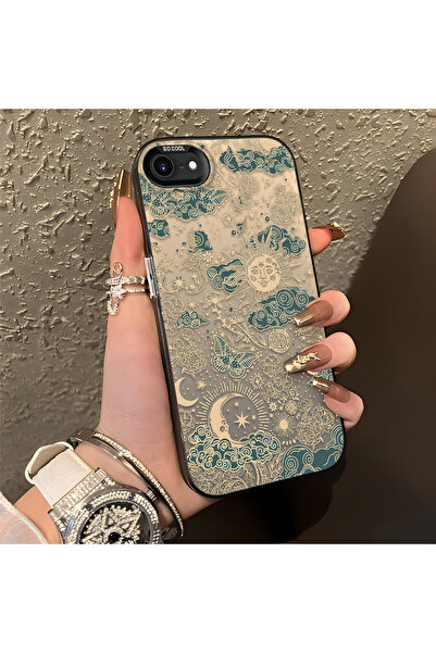 ARTISHELL iPhone 7/8/SE 2020 2022 Uyumlu Altın Renkli Güneş Ay Deseni Şık Tel...