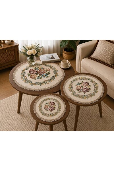 Yeshome Collection غطاء فسكوس رويال بوكيه شينيل 3 قطع 1X (50x دائري) - 1X (40...