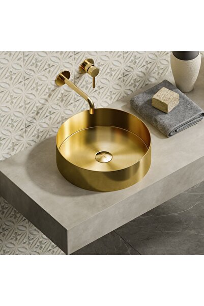 Karag Venus Νιπτήρας επικαθήμενος ανοξείδωτος Oro Ø38x11cm