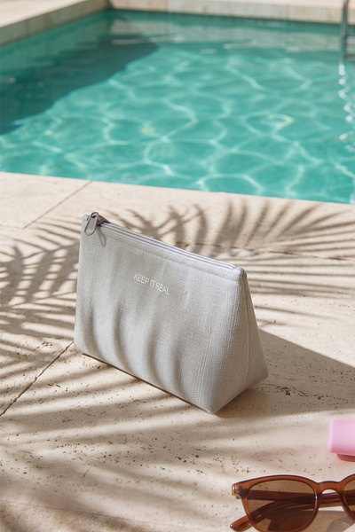 Ocean Home Textile حقيبة مكياج من الكتان الجوي الرمادي، عازلة للحرارة، مقاومة...