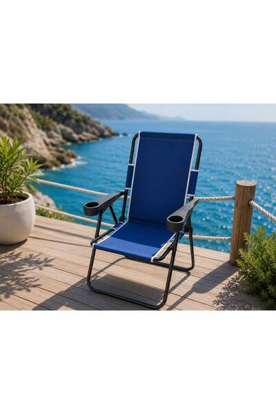 Zigonzi Scaun camping pliabil cu suport pentru pahare – Albastru