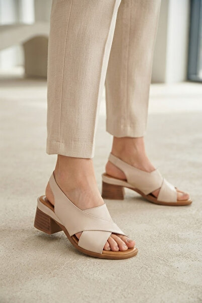 Esem 12120 Beige Genuine Leather Women's Shoes