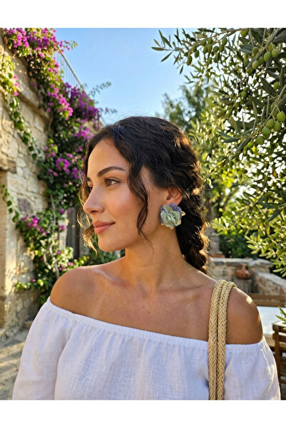 mia donna jewelry Mia Donna Romantik Gül Detaylı Renkli Yaz Küpesi