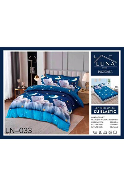 Pucioasa Lenjerie de Pat Finet Gros 6 Piese Cearceaf cu Elastic 180x200 cm
