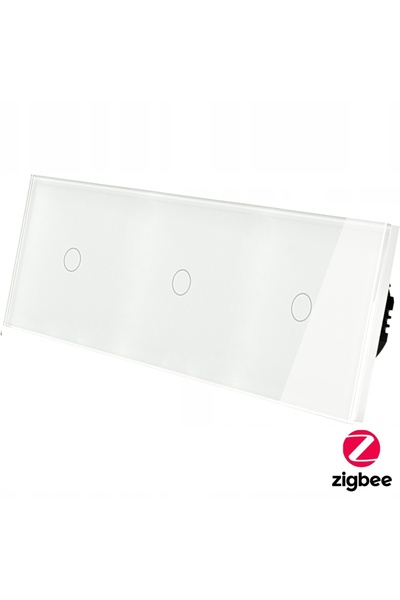 İNDUAL 1+1+1 Zigbee Tuya Smart Life Comutator tactil triplu din sticlă Alb