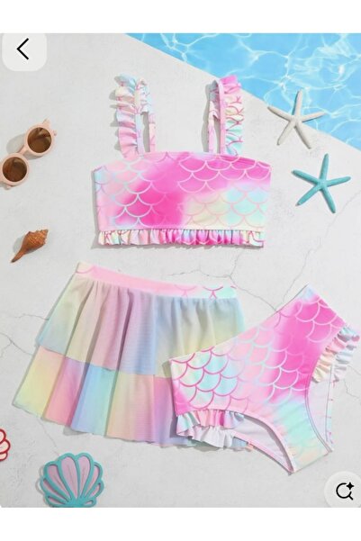 ARBİ kids Trodijelni stilski kupaći kostim za devojčice sa bikinijem i suknjo...