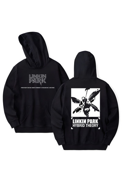 STİL-X Linkin Park Printed Cotton Long Sleeve Hooded Sweatshirt with 3 Yarns