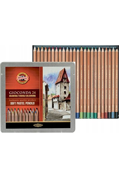 Koh-İ Noor Hardmuth Pastel uscat Gioconda 24 culori în cutie metalică Koh-I-Noor