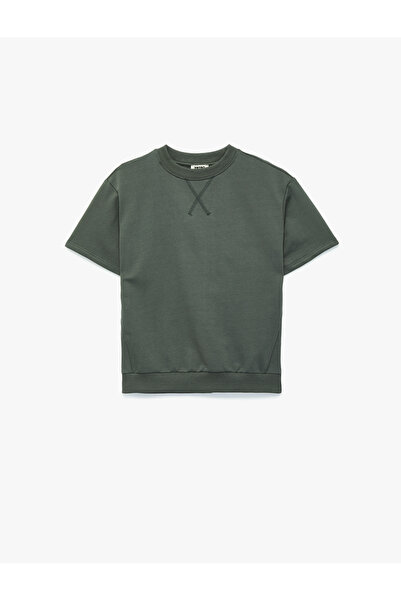 Koton Crew Neck Cotton Short Sleeve Oversize Sweatshirt