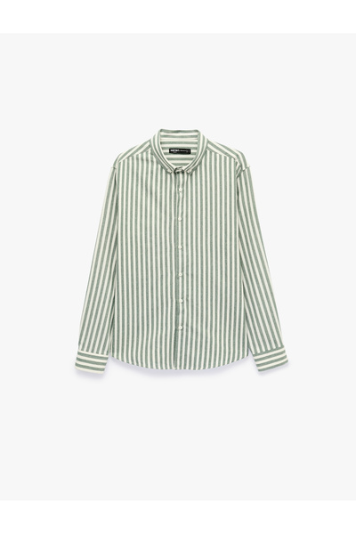 Koton Regular Fit Striped Button-Down Collar Long Sleeve Shirt
