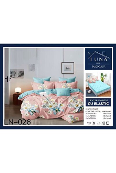 Pucioasa Lenjerie de Pat Finet Gros 6 Piese Cearceaf cu Elastic 180x200 cm