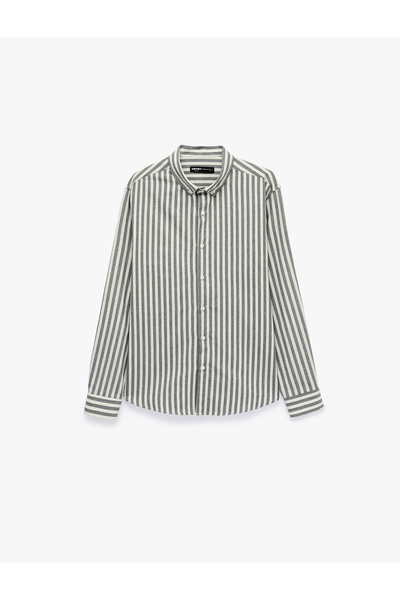 Koton Regular Fit Striped Button-Down Collar Long Sleeve Shirt