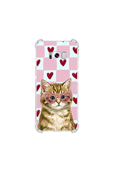 PrintiFy Samsung Galaxy S8 ile Uyumlu Pembe Pötikare Serisi Çapkın Mırnav Tas...