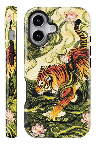 WANNACASE iPhone 16 Tiger Çift Katmanlı Essential Tough Telefon Kılıfı