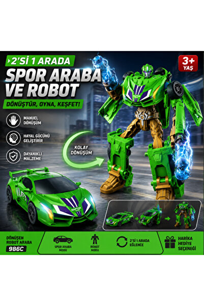 TRUST STORE Dönüşen Robot Araba 2'si 1 Arada Spor Araba ve Robot Oyuncak Manu...