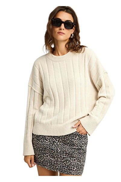 Funky Buddha Πλεκτή Μπλούζα FBL012-104-09 – Cloud Cream - m