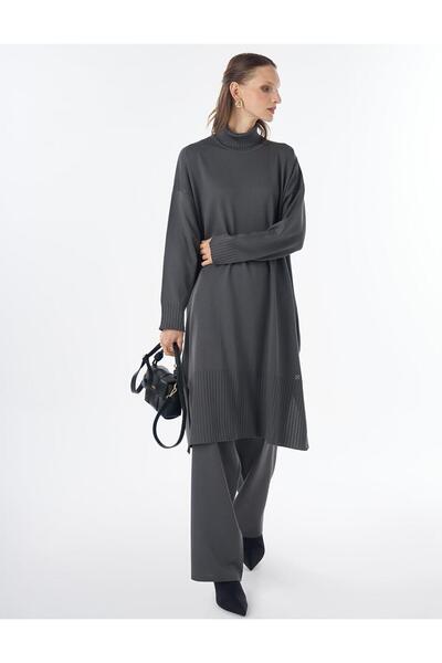 Kayra Turtleneck Knitwear Set Gray