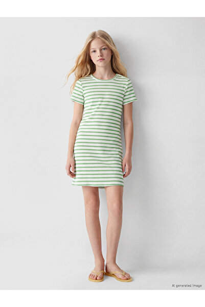 LC Waikiki Original Striped Oval Collar Girls' Dress