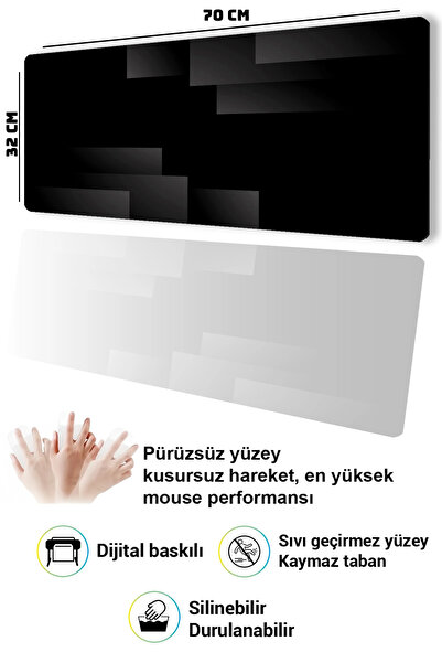 SonicTouch Mousepad pentru tastatură 32x70cm Negru Perspective fără cusături,...