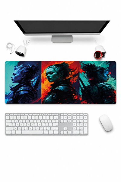 SonicTouch Keyboard Mousepad 32X70Cm Neon Warrior Seamless Smooth Liquid-Proo...