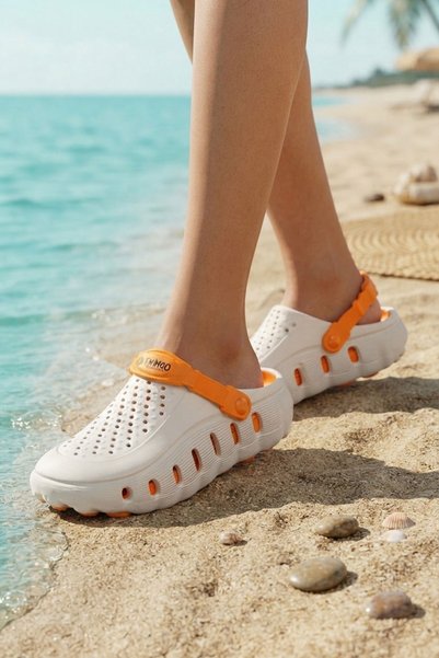 Modazirve Ecru Orange Daily Beach Pool Beach Slippers Unisex Slippers & Sandals
