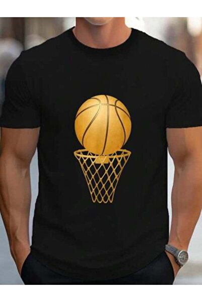 9TAY 100% Cotton Golden Hoop With A Net Basketball Player Lover Women's Men's...