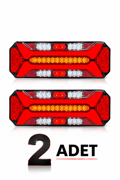 ÇERAY 12V–24V Full LED Kayar Sinyalli Arka Stop Lambası 2 Adet – Tır, Kamyon,...